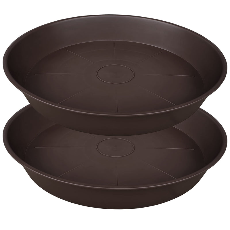 2 Pack of 26 inch Plant Saucer Round, 4.2" Depth Tray, Large Deep Plant Saucers for Pots, Heavy Duty Plastic Flower Plant Water Trays for Indoors