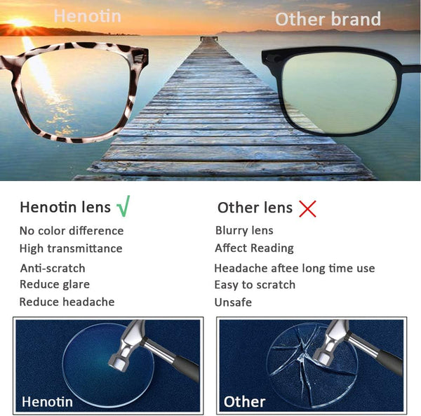 Henotin 4-Pack Blue Light Blocking Reading Glasses Women Men,Spring Hinge Computer Readers,Anti UV Ray Square Nerd Eyeglasses (Mixed Color, 1.25,
