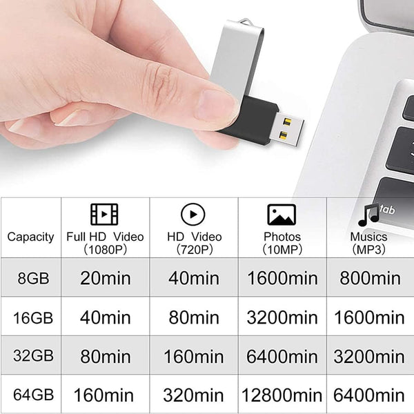 2 Pack 64GB USB Flash Drive USB 2.0 Thumb Drives Jump Drive Fold Storage Memory Stick Swivel Design - Black 1 Count (Pack of 2) 64 GB