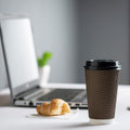 GUSTO [100 Count] Disposable Plastic Dome Lids for 10, 12, 16, & 20 Oz. Paper Hot Coffee Cup - Black (Formerly Comfy Package)
