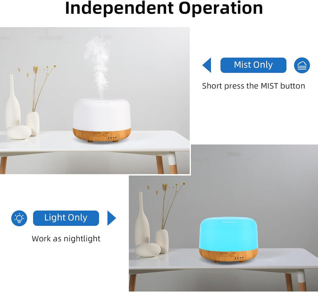 Aromatherapy Essential Oil Home Diffuser with Remote Control, 300ML Large Room Cool Mist Air Humidifier, 8 Hours Quiet O