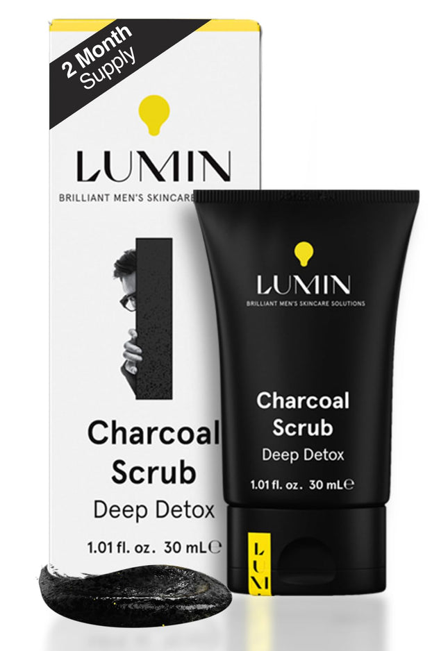 Lumin - Charcoal Scrub Deep Detox for Men - Face Cleanser for Men, Pre Shave Scr