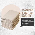 Canvas Painters Drop Cloth (Size 6 x 9 Feet - Pack of 2) - Pure Cotton Paint Drop Cloth for Painting, Curtains, Furniture & Floor Protection - All