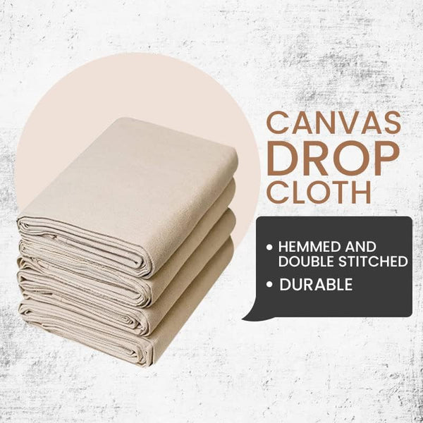Canvas Painters Drop Cloth (Size 6 x 9 Feet - Pack of 2) - Pure Cotton Paint Drop Cloth for Painting, Curtains, Furniture & Floor Protection - All