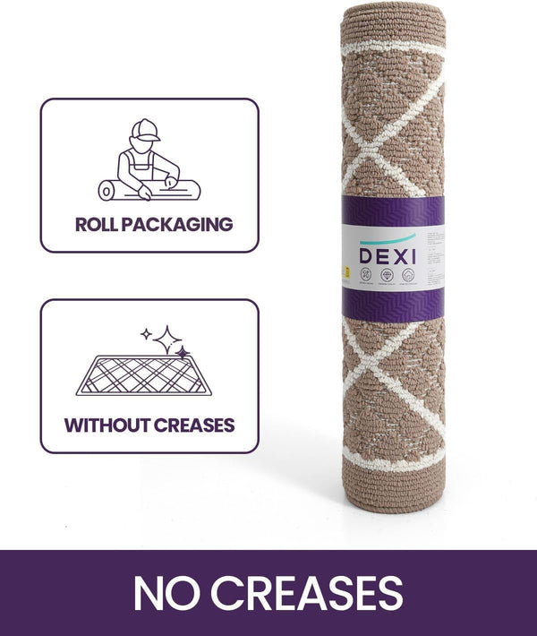 DEXI Front Door Mat Indoor Entryway 17x30 Inside Entrance Doormat Beige | Non Slip Low Profile Thin Absorbent Washable Entry Mats for House Floor,