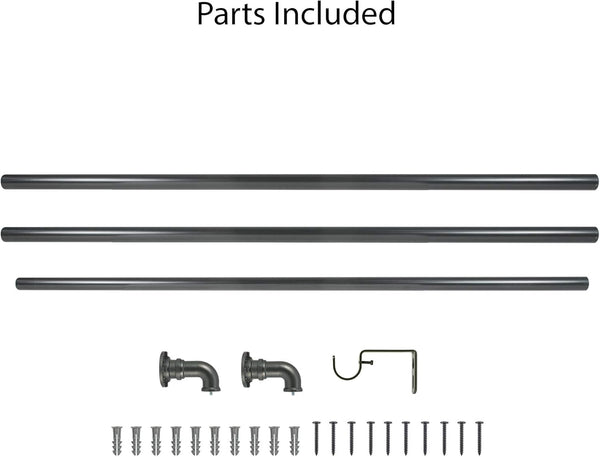 Decopolitan Industrial Wrap around Telescoping Curtain Rod Set, 72-144", Bronze