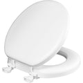 Mayfair Padded Toilet Seat, Cushioned Soft Vinyl over Wood Core Seat, Secure Hinges, Easy Clean, Made in USA, Round, White Round White Toilet Seat