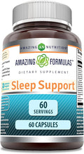Amazing Formulas Sleep Support | Blend of Melatonin, Valerian Root, Chamomile Extract, GABA, 5-HTP, Theanine & More | 60 Capsules Supplement |