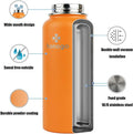32 oz Powder Coated Double Wall Vacuum Insulated Sports Water Bottle, 18/8 Stainless Steel Wide Mouth Thermal Flask with Straw Lid & Spout Lid,