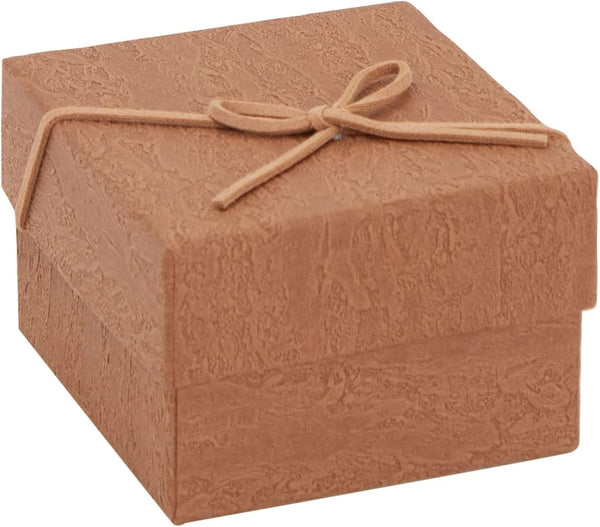 Juvale Bracelet Gift Box 6-Pack - 3.5 x 3.5 x 2.3 in, Brown Country-Rustic Cardboard - Velvet Pillow & Faux Leather Bow Lid - Tiny Jewelry Gift