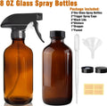 LANBEAUTIFY 8oz Amber Glass Spray Bottles - 2 Pack Empty Refillable Bottles for Cleaning, Hair Care, Essential Oils, Plants - Includes Durable