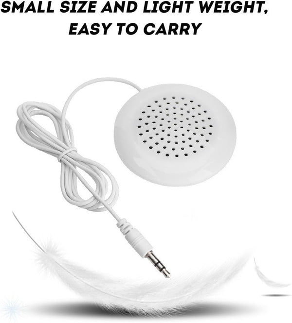 ASHATA Portable Pillow Speaker, Mini Stereo Speaker with 3.5mm Aux Plug for MP3 Phone, CD Player, etc (White)