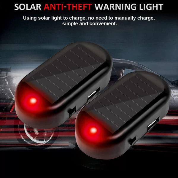 Car Solar Power Simulated Dummy Alarm, Anti-Theft LED Flashing Security Light Fake Lamp, Automotive Warning Interior Safety Lights with USB
