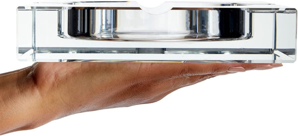Juvale Crystal Glass Ashtray - 7 x 7 x 1.5 in, Clear Classic Square - Indoor Ashtray for Smokers, Decorative Smoke Tray with 4 Cigar Rests 7x7x1.5