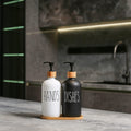 MOMEEMO Soap Dispenser Set, Contains Hand and Dish Soap Dispenser, Suitable for Kitchen Decor. (Black & White) Hd Black White & Tray
