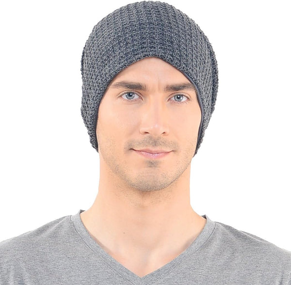 FORBUSITE Mens Slouchy Long Beanie Knit Cap for Summer Winter, Oversize Large B08-dark Grey