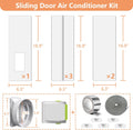 95" Sliding Door AC Vent Kit with Φ 5.9"AC Hose Filter Screen & Weather Stripping Universal 5.0/5.9 Inch Coupler for Window/Sliding Glass Door