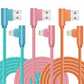 Iphone Charger, 3 Pack 10FT 90 Degree Charging Cable Mfi Certified USB Lightning Cable Nylon Braided Fast Charging Cord Compatible for Iphone