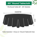 Biscaynebay Textured Fabric Round Tablecloths 60 Inches for Tables diameters from 28" to 48", White Table Cloth Water Resistant Small Circle