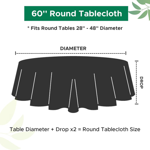 Biscaynebay Textured Fabric Round Tablecloths 60 Inches for Tables diameters from 28" to 48", White Table Cloth Water Resistant Small Circle