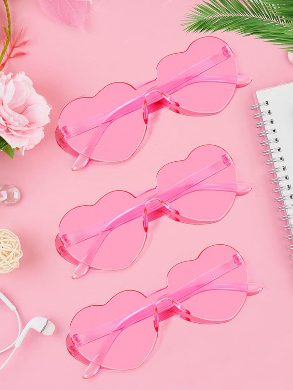 12 Pairs Heart Shaped Sunglasses for Women Colorful Glasses Fun Trendy Transparent Heart Sunglasses Party Favor Pink One Size