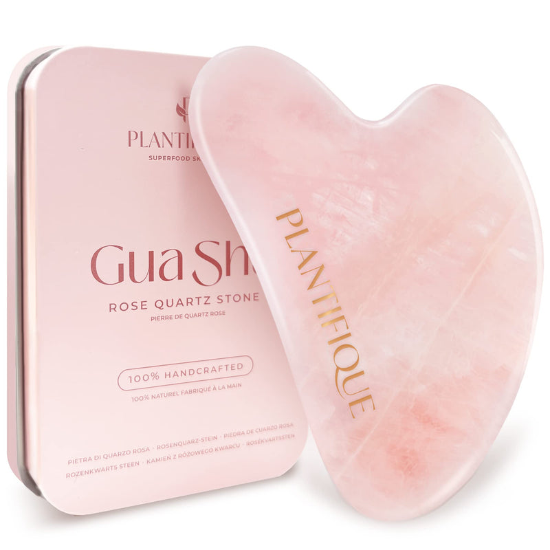PLANTIFIQUE Rose Quartz Gua Sha Tool Ã¢ÂÂ Anti-Aging Face Massager & Jawline Shaper for Skincare Routine Ã¢ÂÂ Facial Massage & Skin Care Gift