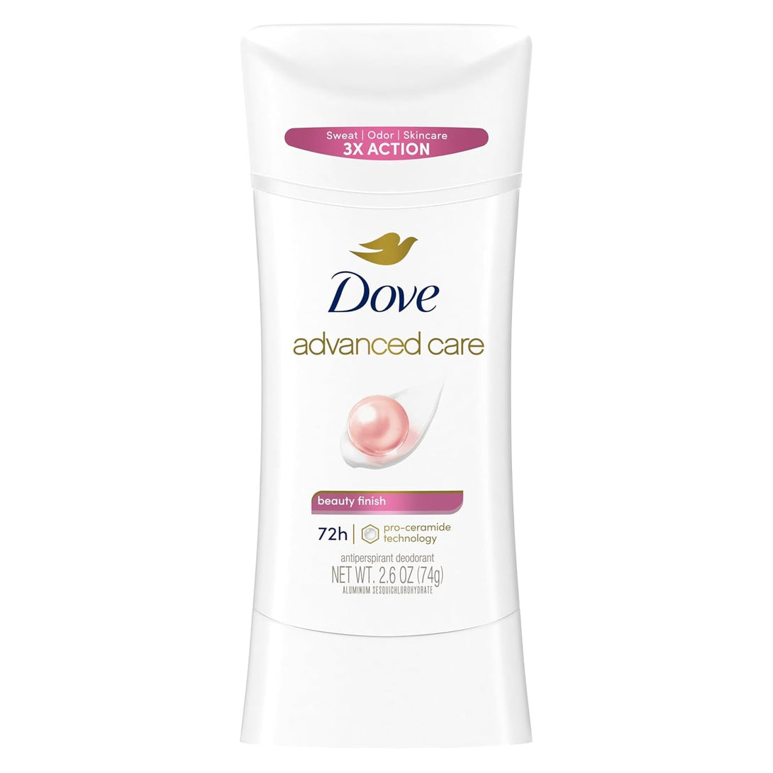 Dove Advanced Care Antiperspirant Deodorant Stick Beauty Finish for Helping Repair Skin Barrier after Shaving, with 72-Hour Sweat & Odor Protection, 2.6 Oz