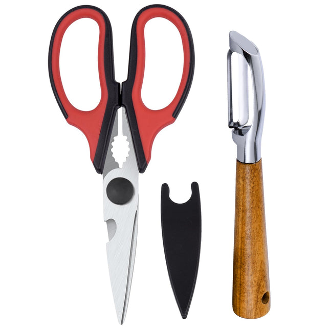 Left Handed Kitchen Scissors and Left Handed Peeler, All Purpose Lefty Stainless Steel Scissors and Peeler for Adults, G