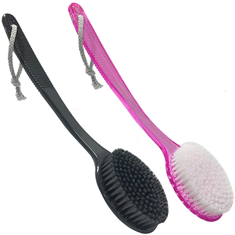Back Bath Brush - Curved Long Handle Shower Brush with Medium Stiff Bristles for Cleaning and Exfoliating Body, Back Scrubber for Men & Women