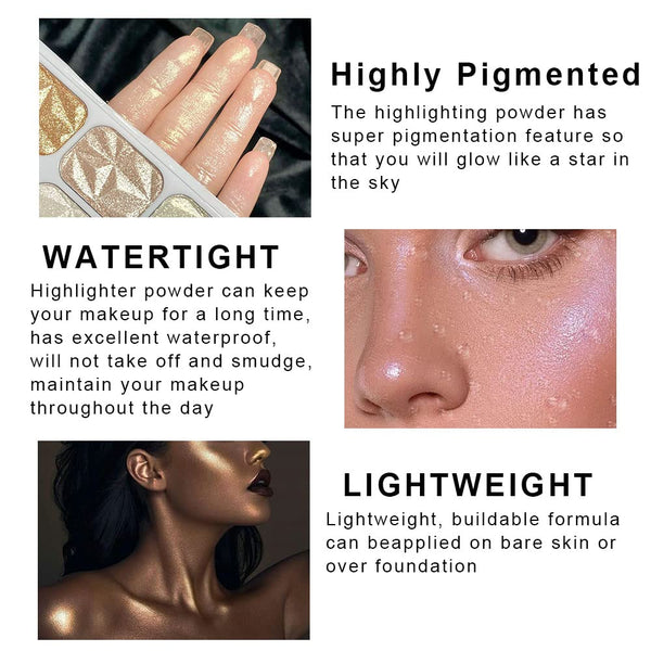 evpct 8 Colors Highlighter Makeup Palette for Face Highlighters & Luminizers iluminadores de maquillaje profesional Gold Cheek Diamond Shimmer