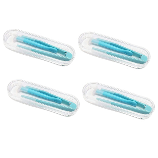 4Pcs Blue Contact Applicator,Contact Lens Remover Tool,Inserter/Remover+Tweezer with Soft Tip,For Contact Lens Cases Hea