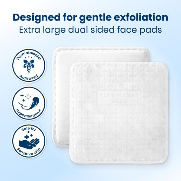 Clean Skin Club Clean² Pads 2.0 [NEW & Improved Edges] Guaranteed Not to Shed & Tear Face Pads, Unique Triple Layers, Textured & Ultra Soft Side,