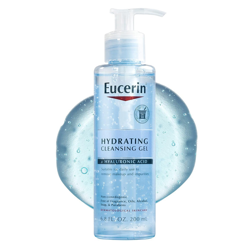 Eucerin Hydrating Cleansing Gel, Daily Face Wash and Makeup Remover Formulated with Hyaluronic Acid, 6.8 Fl Oz Bottle 6.8 Fl Oz (Pack of 1)