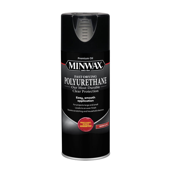 Minwax Fast Drying Polyurethane Spray, Protective Wood Finish, Clear/Warm Gloss, 11.5 oz. Aerosol Can ( Packaging May Vary) 11.5 Ounce (Pack of 1)