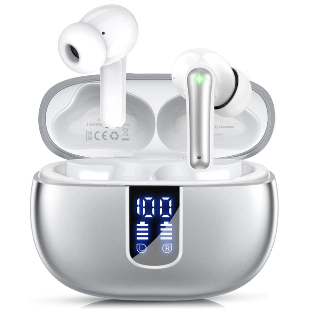Ear Buds Wireless Earbuds - Bluetooth 5.3 Headphones (48H Playback) Built in Mic with LED Display Charging Case, IP7 Wat