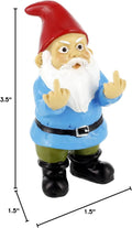 Gnometastic Mini Middle Finger Gnome 3.5in, Naughty, Funny Garden Gnomes Outdoor Decoration for Yard Lawn Ornament Fairy Garden Decor,