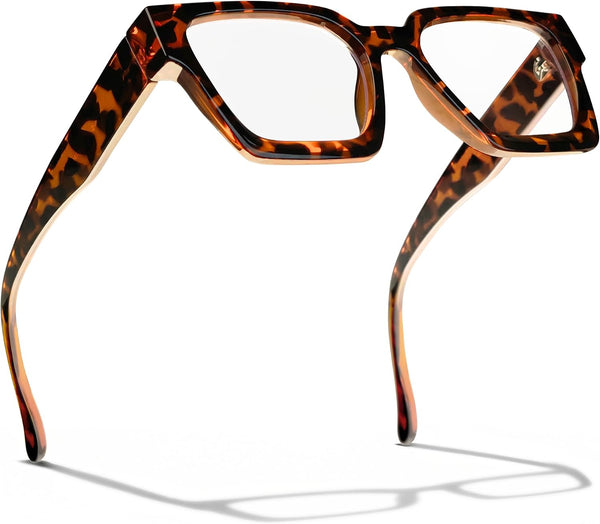 livho Oversized Eyewear Frame for Woman and Men - Rectangle Fashion Glasses for Computer, Chic Preppy Frame Chunky *Coco Tortoise