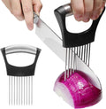JAYVAR Onion Holder for Slicing, Onion Cutter Vegetable Chopper, Stainless Steel Tomato Slicer Vegetable Cutter for Potato, Avocados, Eggs, Food