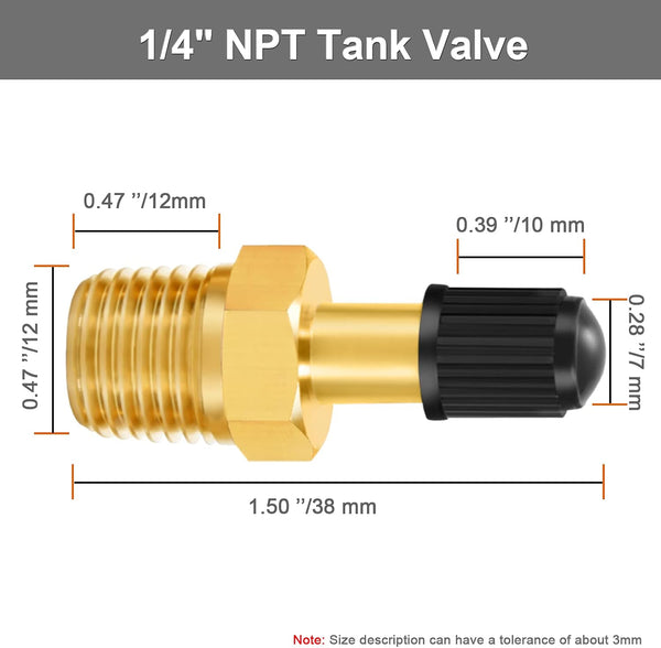 GODESON 1/4" NPT Tank Valve, Anti-Corrosion Brass Schrader Valve with 1/4" Male NPT,Using with Air Compressor Tanks(Pack of 4) 1/4"NPT
