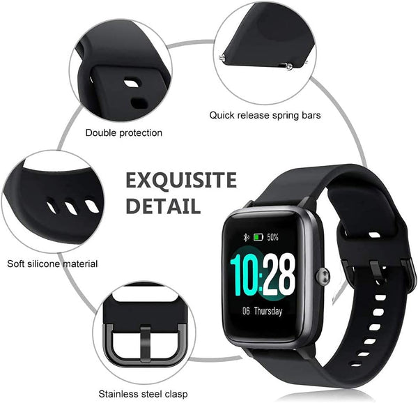 ViCRiOR Bands Compatible with ID205L Smart Watch, 19mm Quick Release Soft Silicone Fadeless Pattern Printed Floral Replacement Band for ID205L,