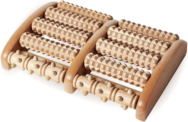 Kanjo FSA HSA Eligible Acupressure Foot Pain Relief Multi-Roller - Wooden Dual Foot Roller - Relieves Plantar Fasciitis, Heel & Arch Pain -