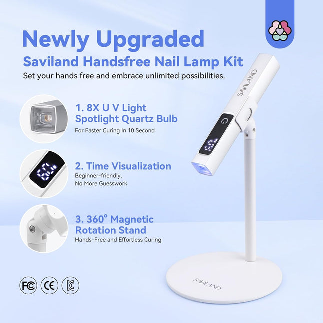 SAVILAND LED U V Light with Magnetic Stand & LCD Screen Portable Nail Lamp Kit H