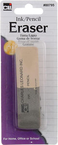 Charles Leonard 2 Sided Ink and Pencil Eraser, Gray/White (80795)