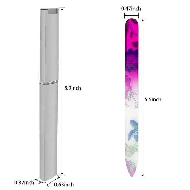 5 Pack Glass Nail Files with Case Crystal Glass Fingernail Files Double Sided Glass Nail File Mixed Color Manicure Set f
