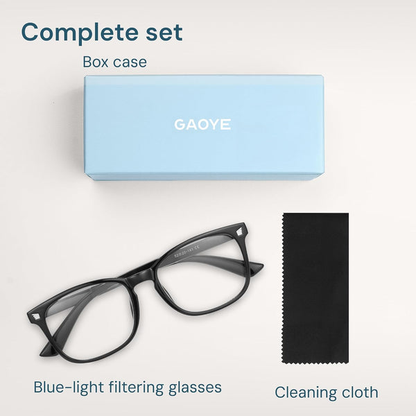 Gaoye Black Blue Light Glasses for Computer & Gaming - Anti UV Ray Lenses, Scratch-Resistant & Comfort Fit Medium **Light Black 1