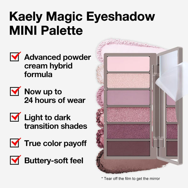 evpct 6 Colors Pink Eyeshadow Palette, Nude Pink Plum Mauve Champagne Rose Orchid Wine Red Glitter Shimmer Matte High Pigment Mini Travel Eye