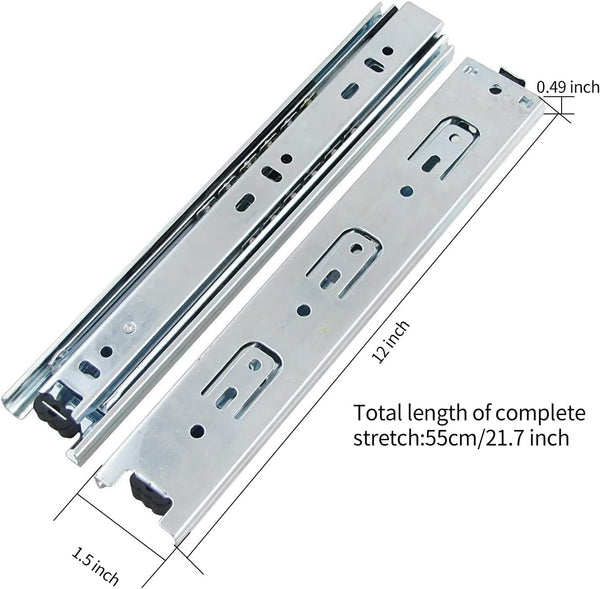URBEST Drawer Slides 9 Inch Full Extension 3 Sections Ball Bearing Telescopic Slide Rails (9Inch)