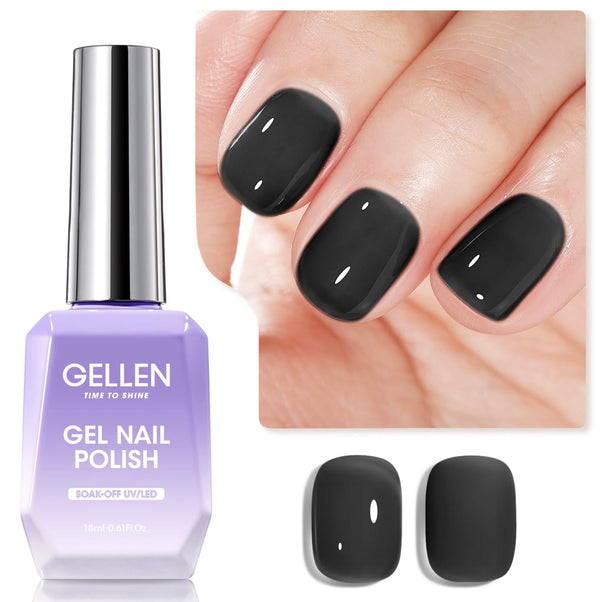 GELLEN Black Gel Nail Polish 18ML 1Pc Sheer Classic Black Gel Polish Soak off UV Light Translucent Nail Polish Salon DIY Nail Art Manicure at Home