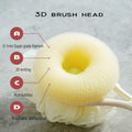 AARAINBOW 2 Packs Shower Body Brush with Bristles and Loofah, Back Scrubber Mesh Sponge with Curved Long Handle for Skin Exfoliating Bath, Massage