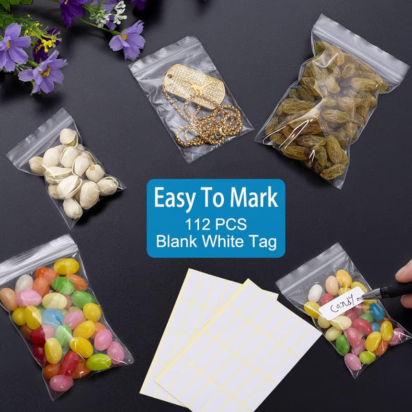 Small Plastic Bags, 400 PCS Mini Baggies, 4 Assorted Sizes, Transparent Jewelry Bag, Mini Bag, Resealable Poly Bags for Pill, Beads, Screws, Packaging